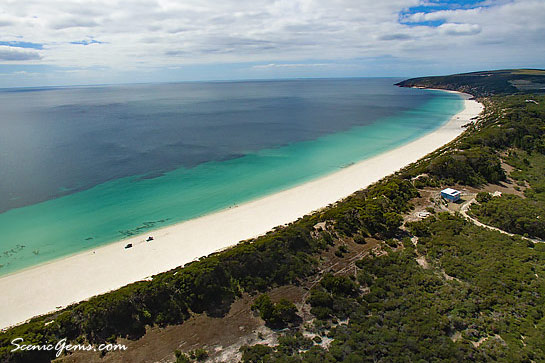Emu Bay, aerial photo of beach coastline. Kangaroo Island, South Australia.