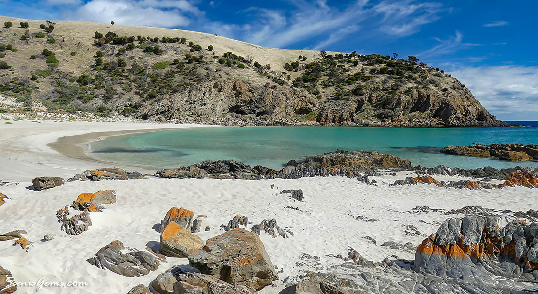 Interesting rock formations at Western River Cove beach. Kangaroo Island, South Australia.
