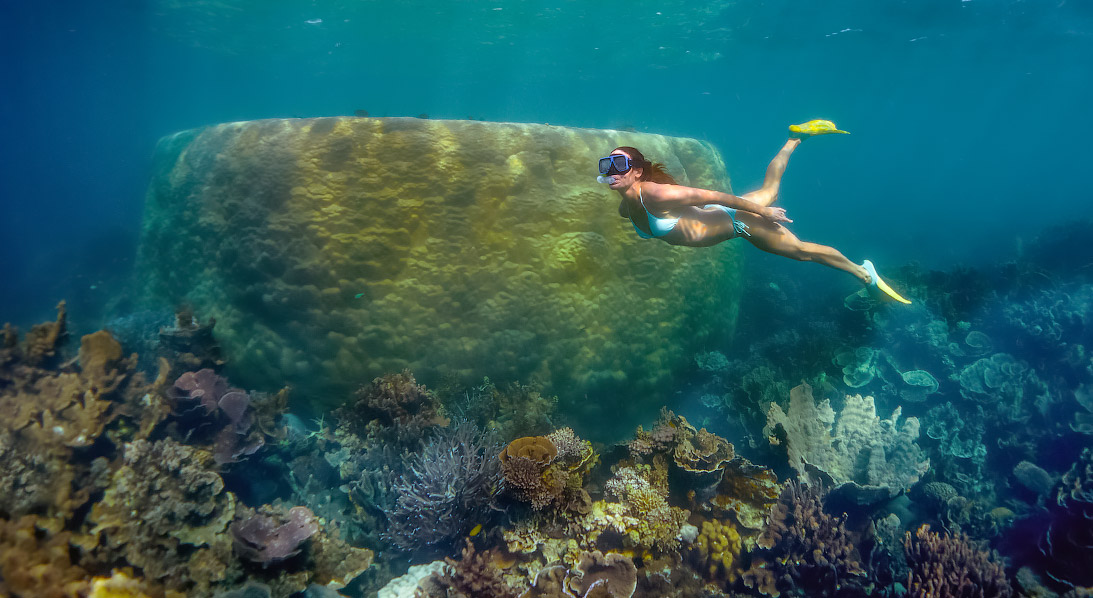 Ayers Rock coral formation in Bills Bay, Coral Bay, Western Australia