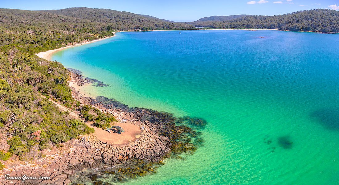 Aerial photo of Whalers Lookout, Cockle Creek, Tasmania