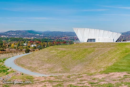 The Margaret Whitlam Pavilion and views over Canberra, ACT, Australia