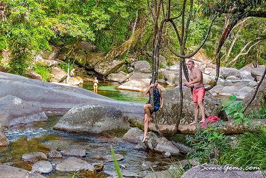 People having fun at Josephine Falls, Queensland, Australia