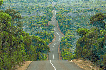Winding road in Flinders Chase National Park, Kangaroo Island, South Australia
